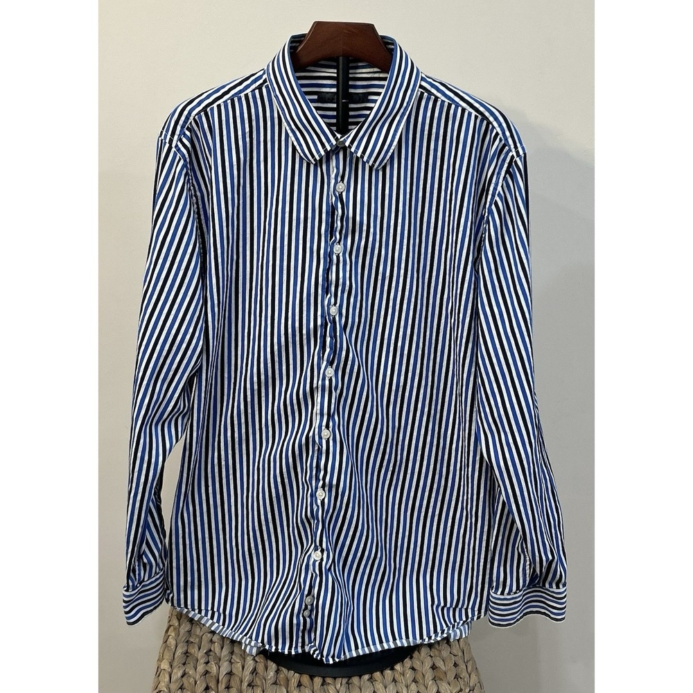 OLD NAVY Men's Shirt Long Sleeve Button Up XXL Striped Soft 100% Cotton Colorful